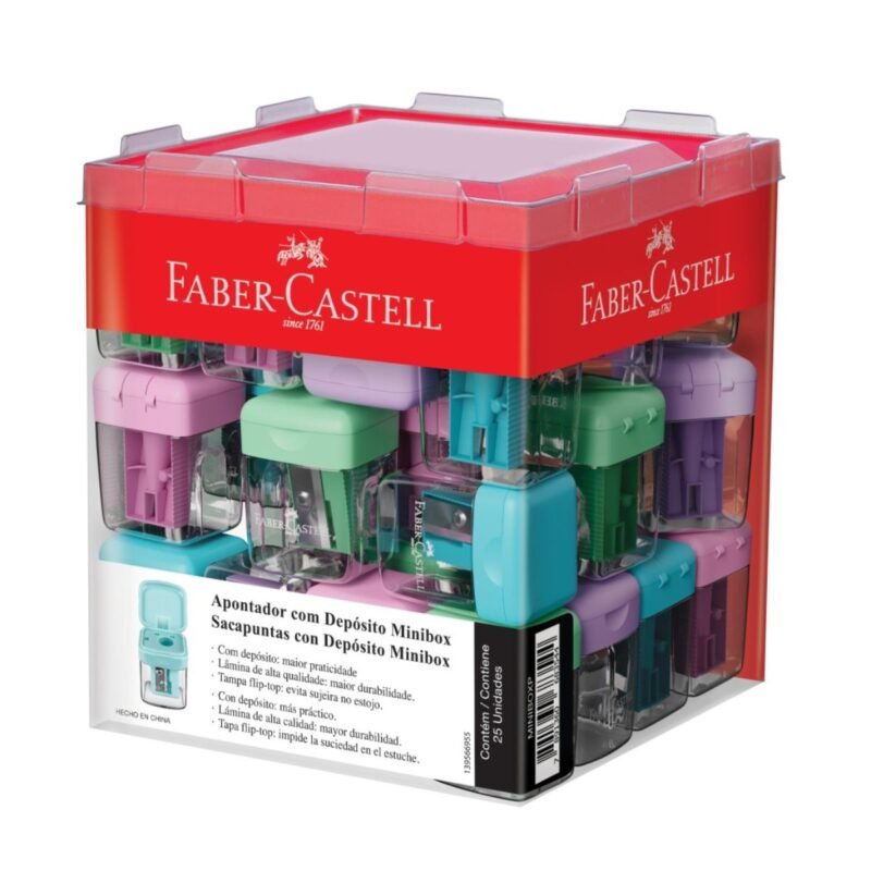 Apontador com Depósito MiniBox Tons Pastel 25 Un - Faber-Castell - 1