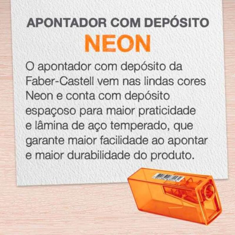 Apontador com Depósito Neon 25 Un - Faber-Castell - 5 Apontador com Depósito Neon 25 Un - Faber-Castell - 5