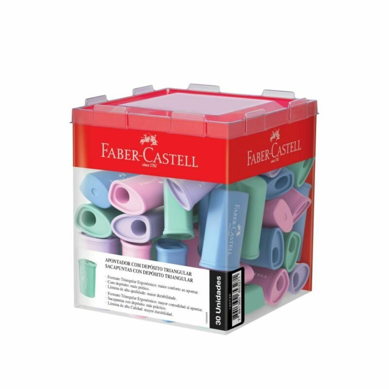 Apontador com Depósito Triangular Tons Pastel 30 Un - Faber-Castell - 1