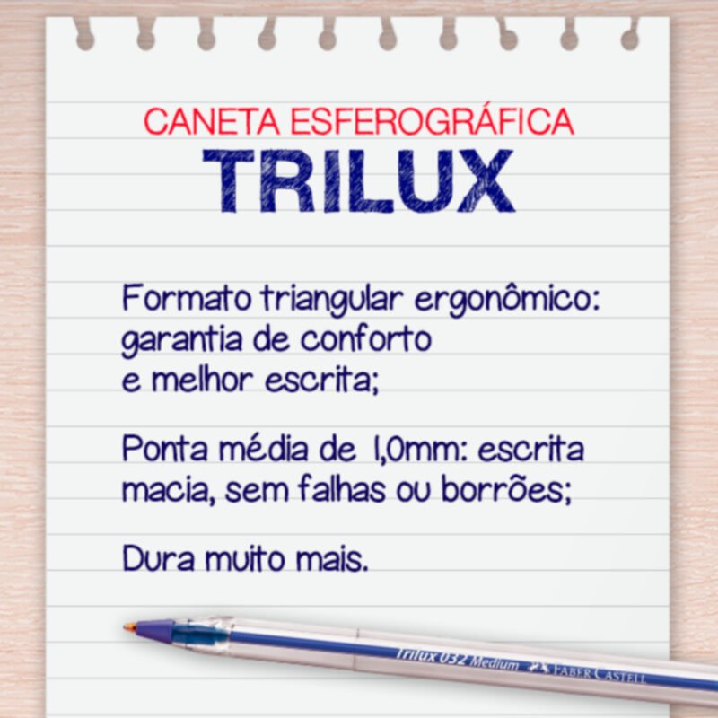 Caneta Esferográfica Trilux 1.0mm Azul 50 Un – Faber-Castell - 4