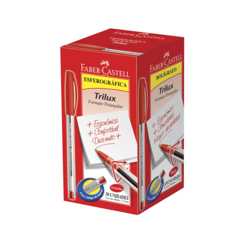 Caneta Esferográfica Trilux 1.0mm Vermelha 50 Un – Faber-Castell - 1