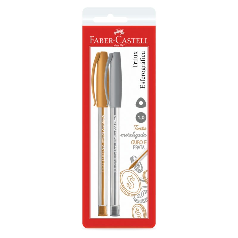 Caneta Esferográfica Trilux Colors 1.0mm Ouro Prata 2 Un – Faber-Castell - 1