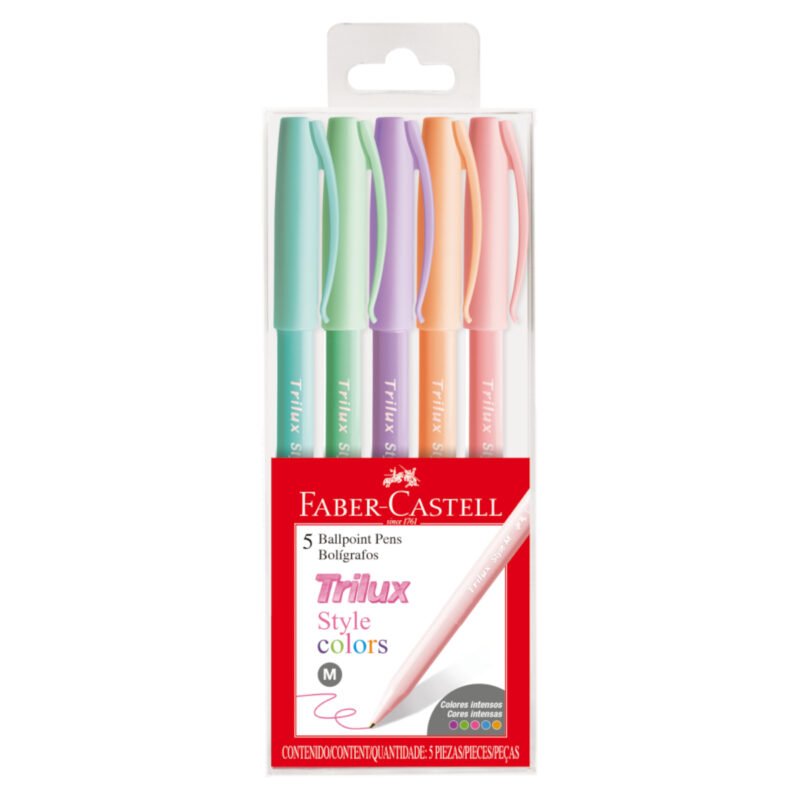 Caneta Esferográfica Trilux Style Colors 1.0mm Tons Pastel 5 Un – Faber-Castell - 1