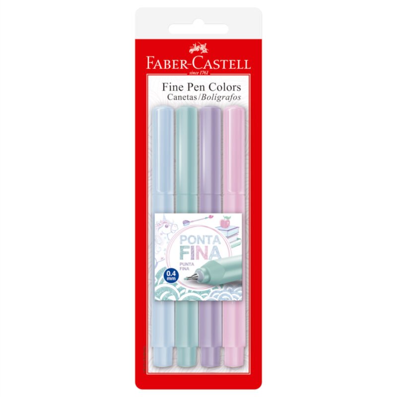 Caneta Fine Pen Colors 0.4mm 4 Cores Tons Pastel – Faber-Castell - 1