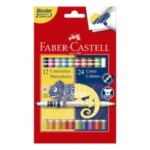 Canetinha Hidrográfica Bicolor 24 Cores 12 Un - Faber-Castell - 1