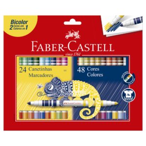 Canetinha Hidrográfica Bicolor 48 Cores 24 Un - Faber-Castell - 1