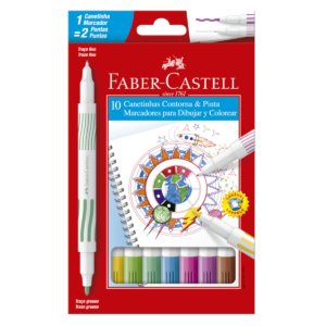 Canetinha Hidrográfica Contorna e Pinta 10 Cores – Faber-Castell - 1