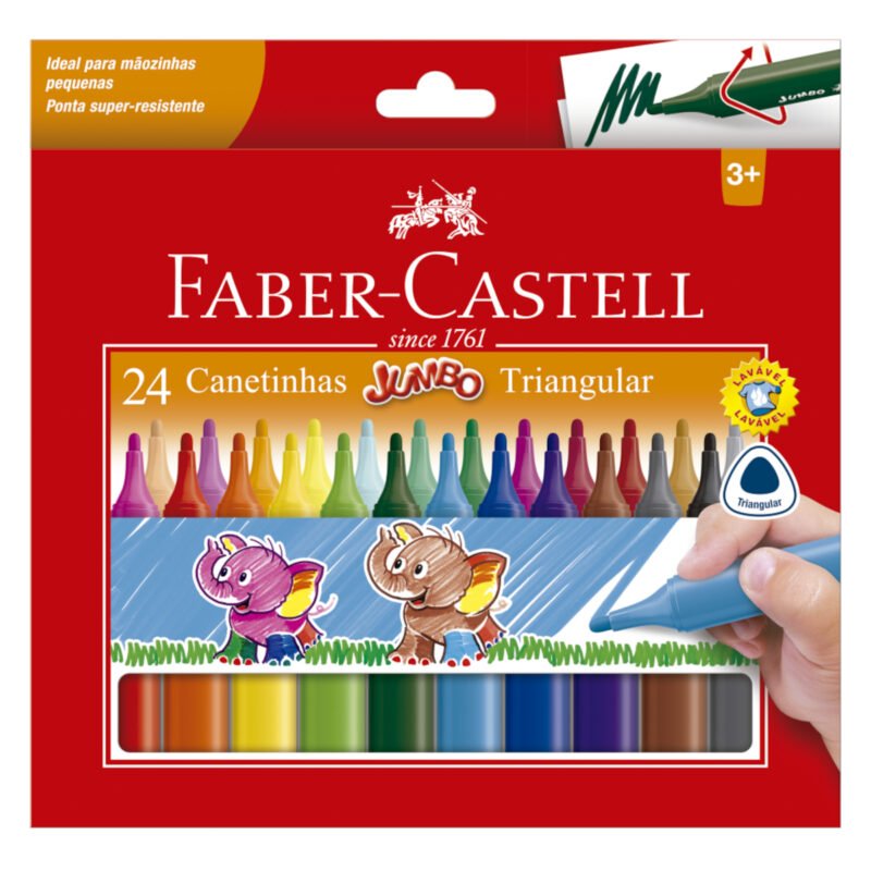 Canetinha Hidrográfica Jumbo Triangular 24 Cores – Faber-Castell - 1