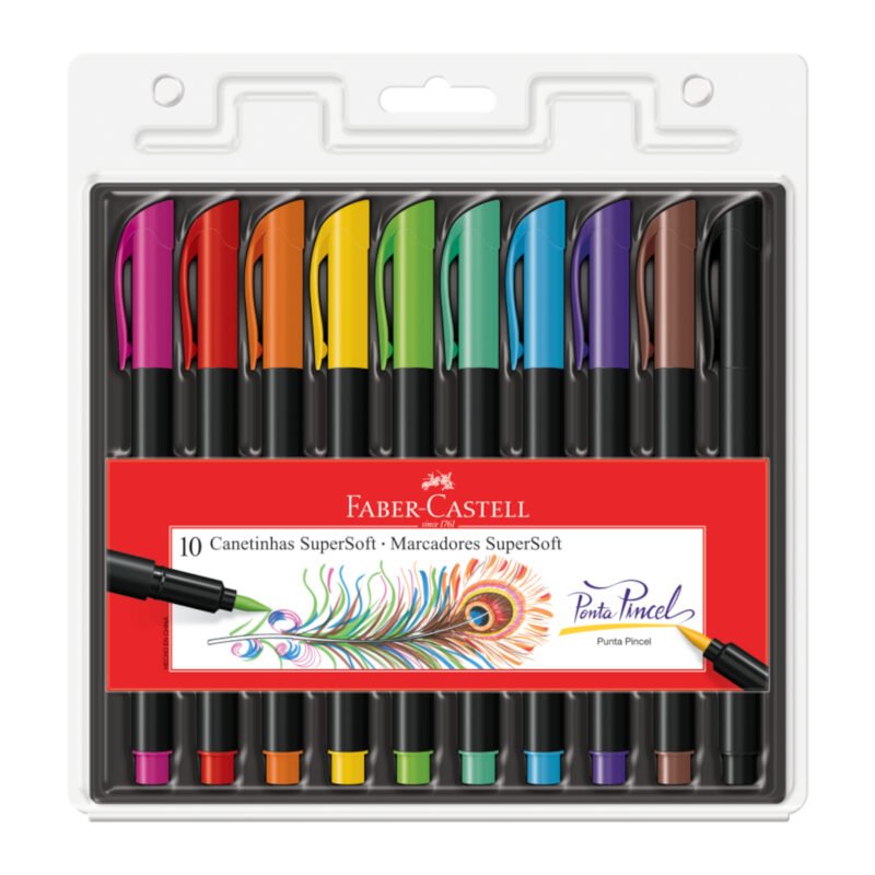 Canetinha Hidrográfica SuperSoft BrushPen 10 Cores – Faber-Castell - 1