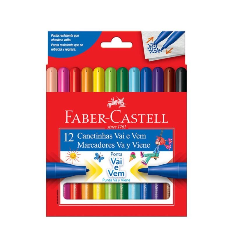 Canetinha Hidrográfica Vai e Vem 12 Cores – Faber-Castell - 1