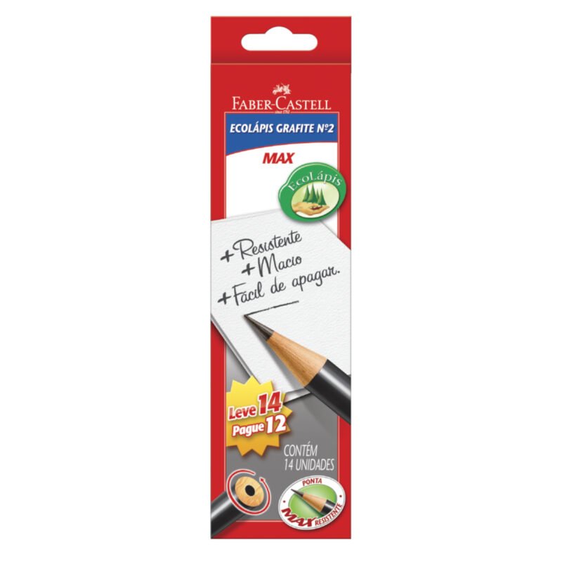 Lápis Grafite Eco Redondo Max Preto Nº2 12 + 2 = 14 Un - Faber-Castell - 1