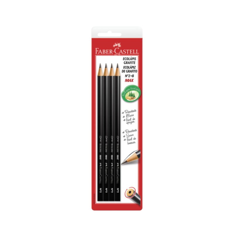 Lápis Grafite Eco Redondo Max Preto Nº2 4 Un – Faber-Castell - 1