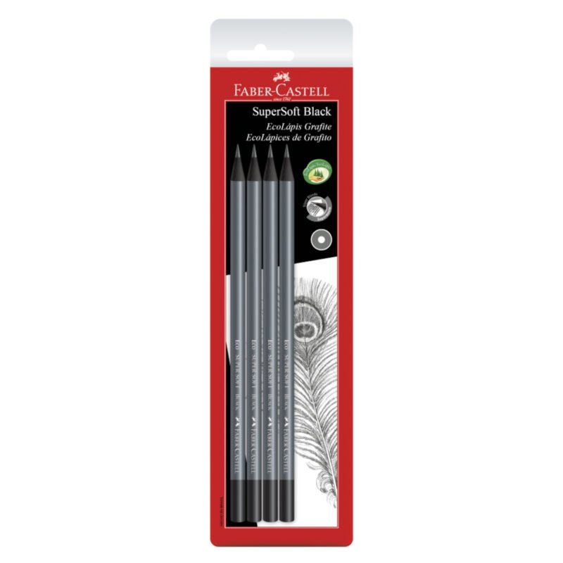 Lápis Grafite Eco Redondo SuperSoft Black 4 Un - Faber-Castell - 1