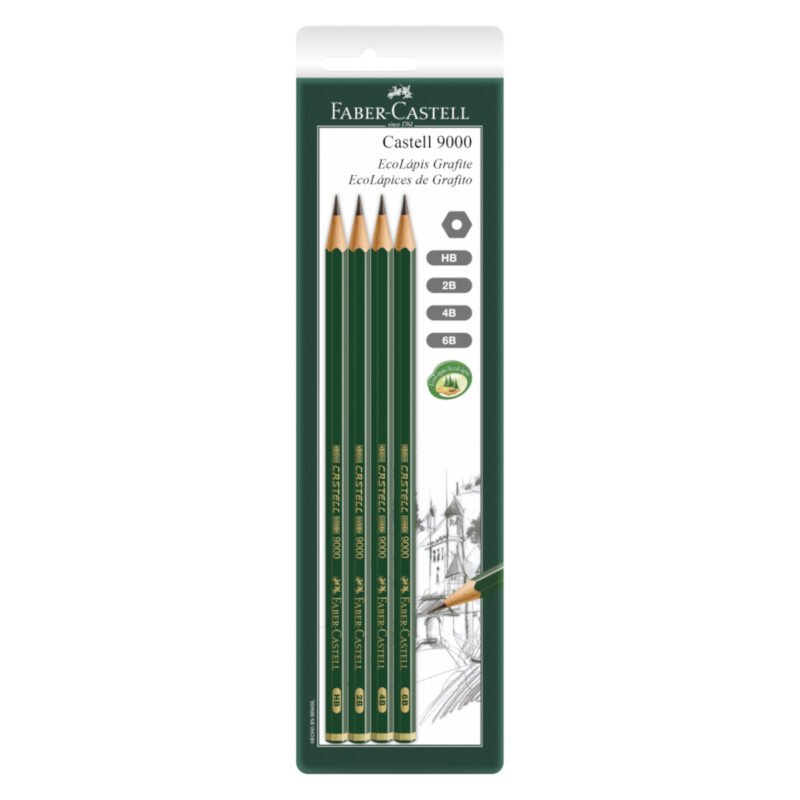 Lápis Grafite Eco Sextavado Castell 9000 Mix HB 2B 4B 6B - Faber-Castell - 1