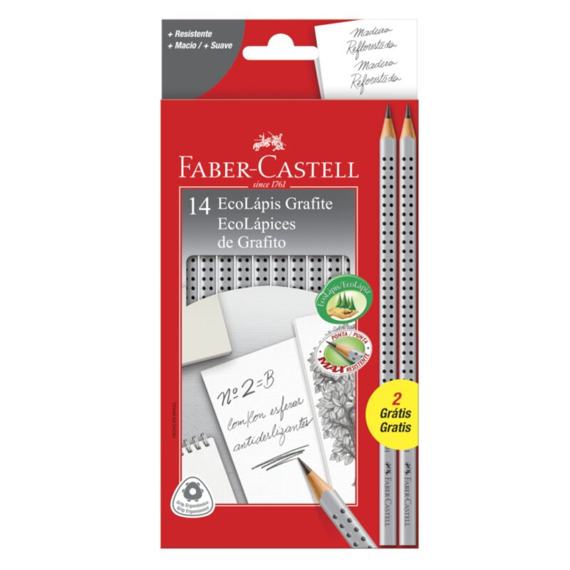 Lápis Grafite Eco Triangular Grip 2001 Cinza 12 + 2 = 14 Un - Faber-Castell - 1