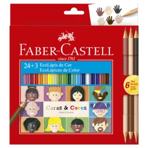 Lápis de Cor Eco Caras e Cores 24 Cores Sextavado + 6 Tons Pele - Faber-Castell - 1