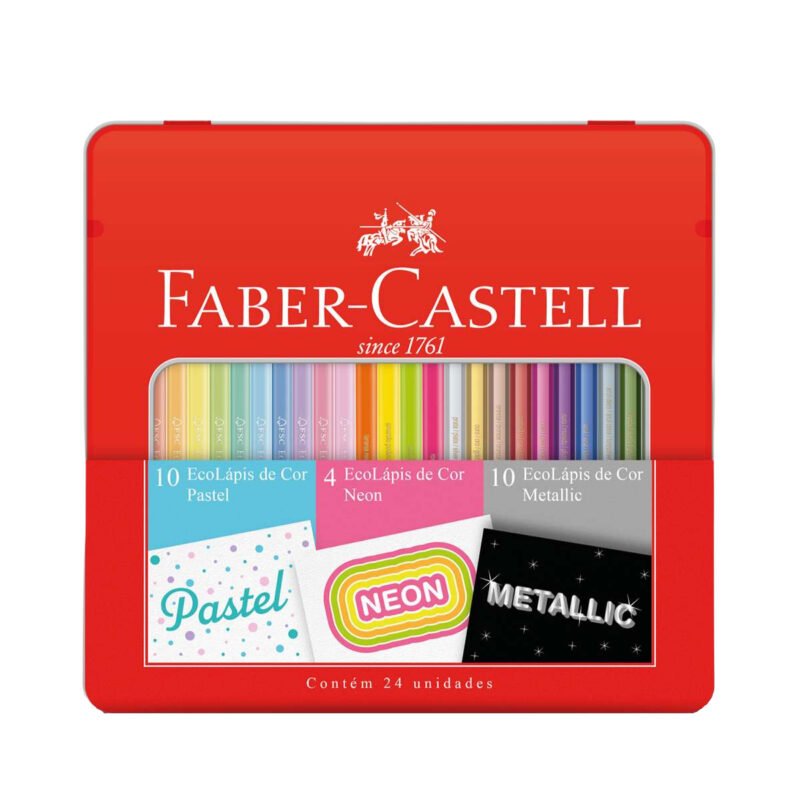 Lápis de Cor Eco Kit 10 Tons Pastel + 4 Neon + 10 Metallic - Faber-Castell - 1