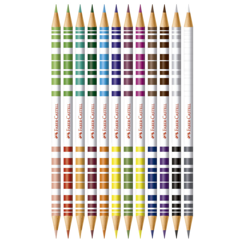 Lápis de Cor Eco Redondo Bicolor 24 Cores + 2 Lápis + Apontador + Borracha - Faber-Castell - 2 Lápis de Cor Eco Redondo Bicolor 24 Cores + 2 Lápis + Apontador + Borracha - Faber-Castell - 2