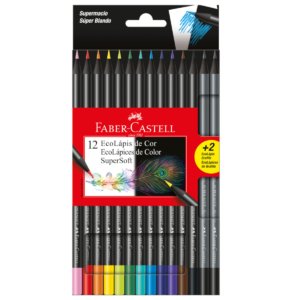 Lápis de Cor Eco Redondo SuperSoft 12 Cores + 2 Lápis - Faber-Castell - 1