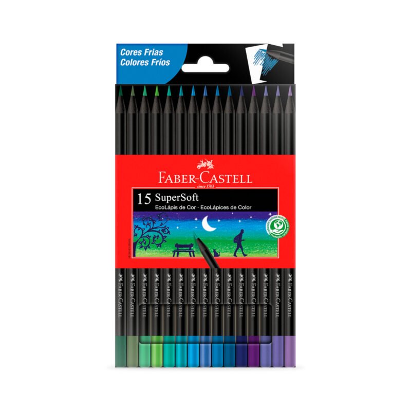 Lápis de Cor Eco Redondo SuperSoft 15 Cores Frias - Faber-Castell - 1