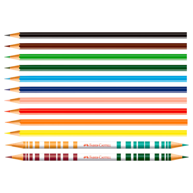 Lápis de Cor Eco Sextavado 10 Cores + 2 Bicolor - Faber-Castell - 2 Lápis de Cor Eco Sextavado 10 Cores + 2 Bicolor - Faber-Castell - 2