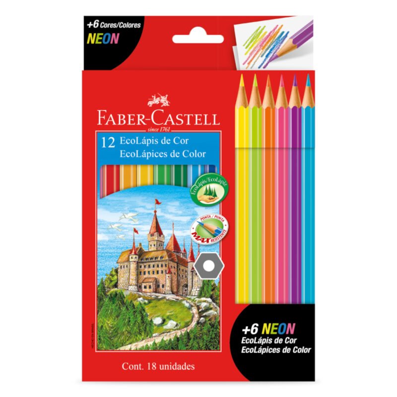 Lápis de Cor Eco Sextavado 12 Cores + 6 Neon - Faber-Castell - 1