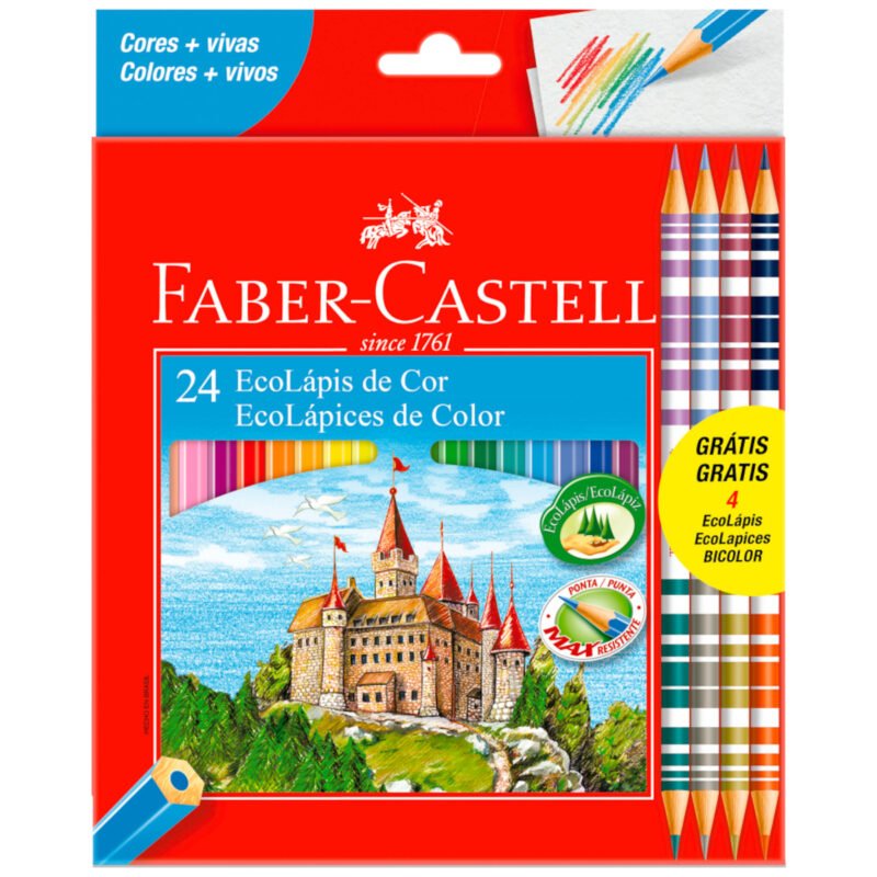 Lápis de Cor Eco Sextavado 20 Cores + 4 Bicolor - Faber-Castell - 1