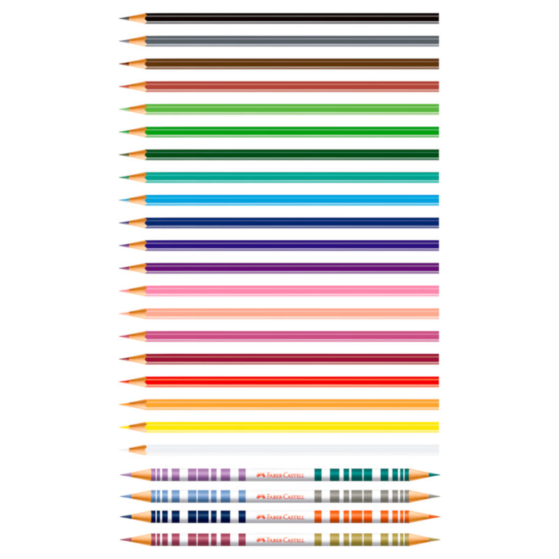 Lápis de Cor Eco Sextavado 20 Cores + 4 Bicolor - Faber-Castell - 2 Lápis de Cor Eco Sextavado 20 Cores + 4 Bicolor - Faber-Castell - 2