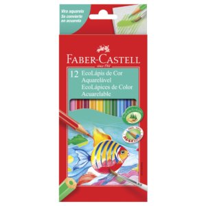 Lápis de Cor Eco Sextavado Aquarelável 12 Cores + Pincel - Faber-Castell - 1
