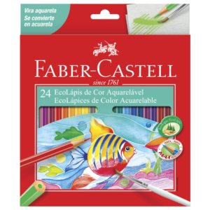 Lápis de Cor Eco Sextavado Aquarelável 24 Cores + Pincel - Faber-Castell - 1