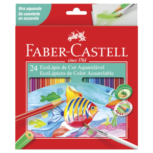 Lápis de Cor Eco Sextavado Aquarelável 24 Cores + Pincel – Faber-Castell - 1 - SLIDE
