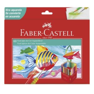 Lápis de Cor Eco Sextavado Aquarelável 60 Cores + Pincel - Faber-Castell - 1