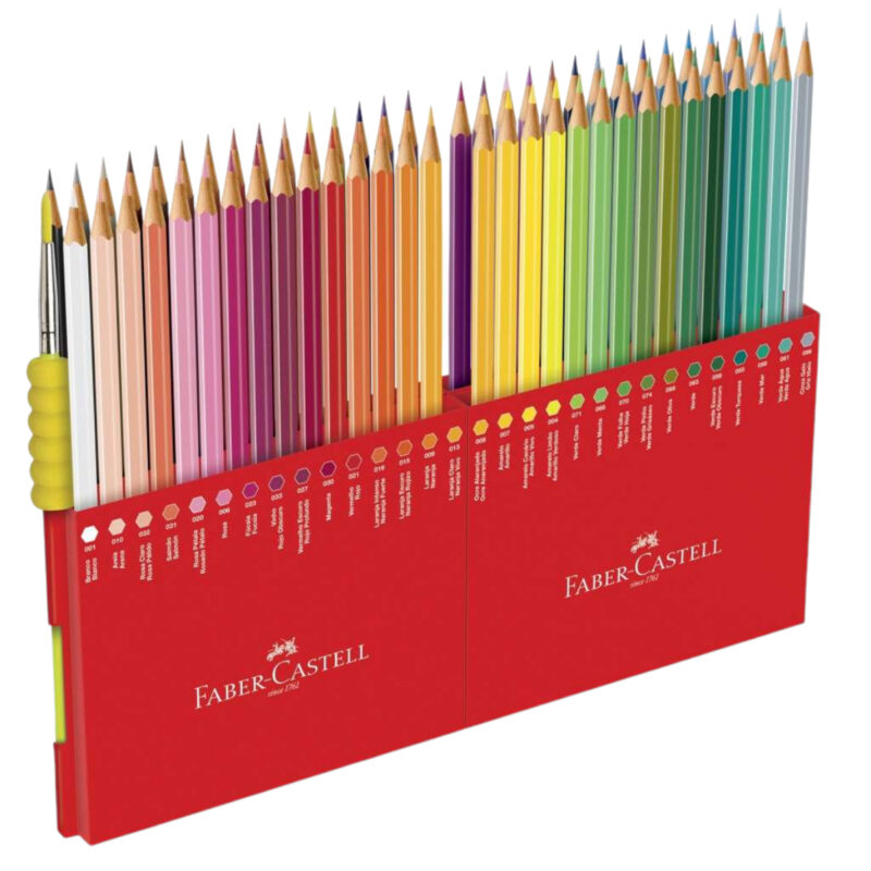 Lápis de Cor Eco Sextavado Aquarelável 60 Cores + Pincel - Faber-Castell - 3 Lápis de Cor Eco Sextavado Aquarelável 60 Cores + Pincel - Faber-Castell - 3