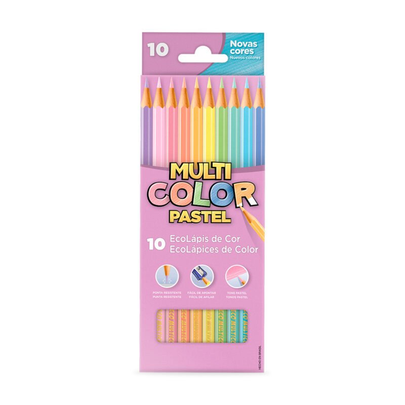 Lápis de Cor Eco Sextavado Multicolor 10 Cores Tons Pastel - Faber-Castell - 1