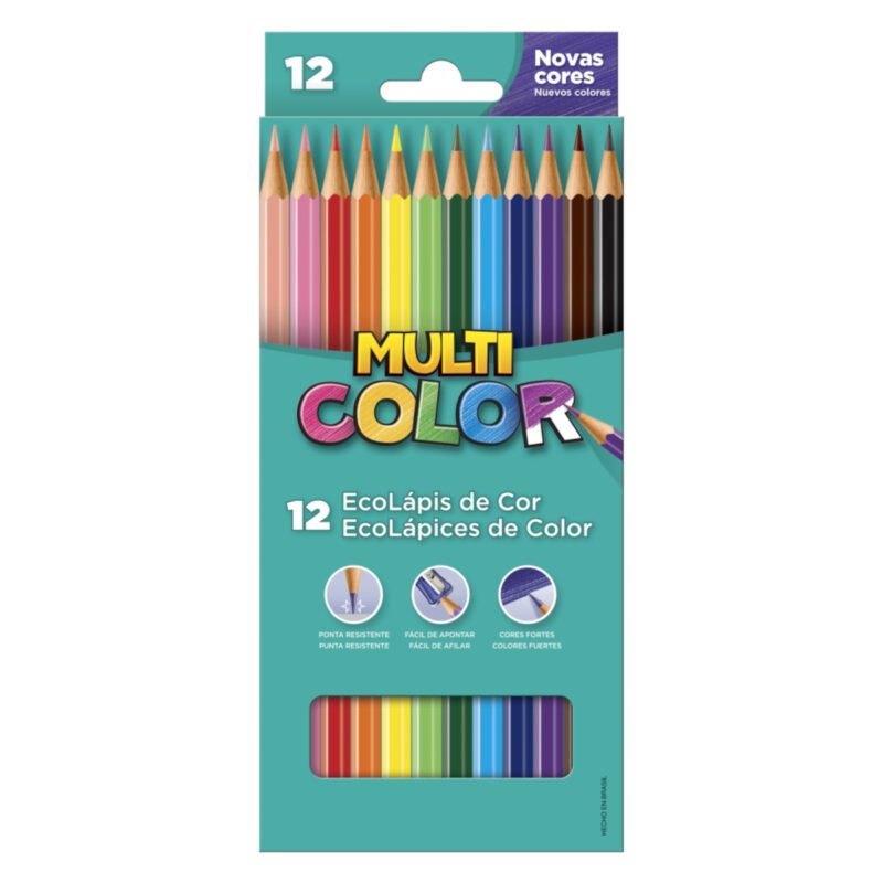 Lápis de Cor Eco Sextavado Multicolor 12 Cores - Faber-Castell - 1