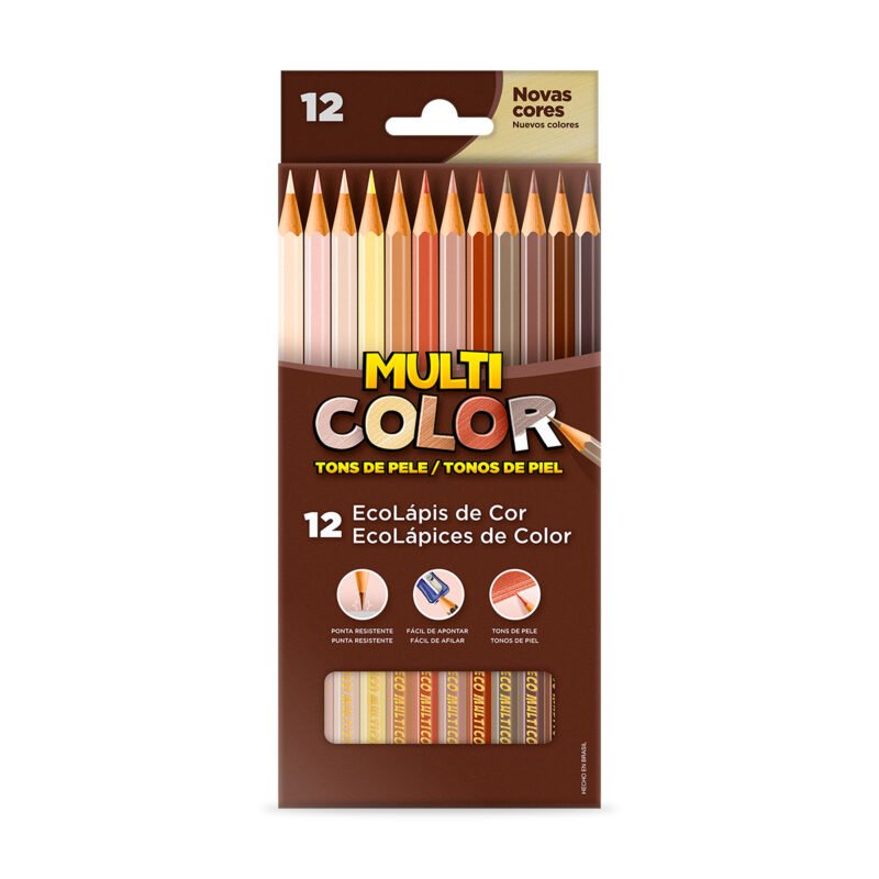 Lápis de Cor Eco Sextavado Multicolor 12 Cores Tons Pele - Faber-Castell - 1