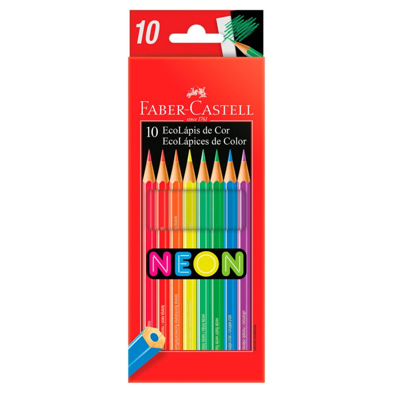Lápis de Cor Eco Sextavado Neon 10 Cores - Faber-Castell - 1
