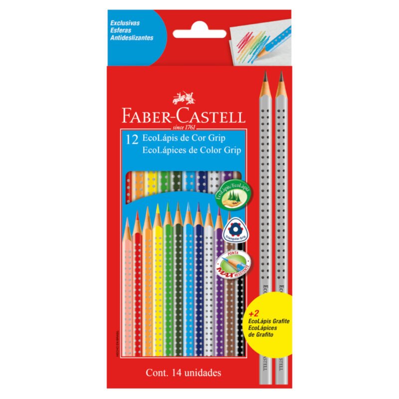 Lápis de Cor Eco Triangular Grip 12 Cores + 2 Lápis - Faber-Castell - 1