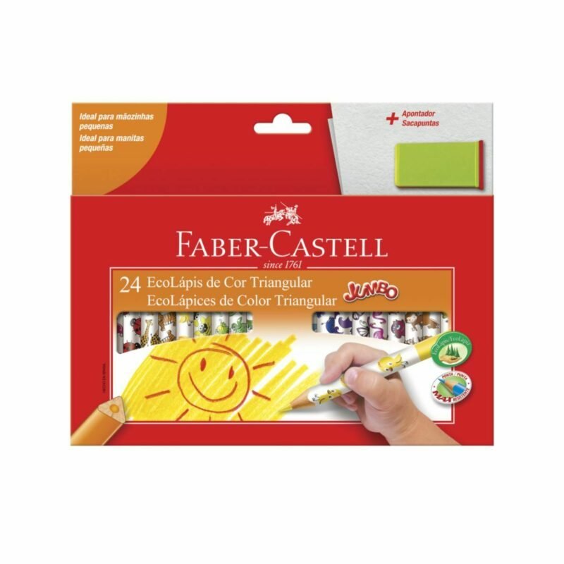 Lápis de Cor Eco Triangular Jumbo 24 Cores + Apontador - Faber-Castell - 1