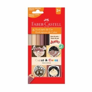 Lápis de Cor Eco Triangular Jumbo Longo Caras e Cores 6 Tons Pele - Faber-Castell - 1