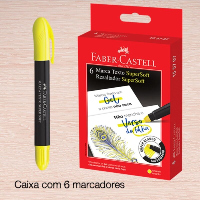 Marca Texto SuperSoft Gel Amarelo 6 Un - Faber-Castell - 5 Marca Texto SuperSoft Gel Amarelo 6 Un - Faber-Castell - 5