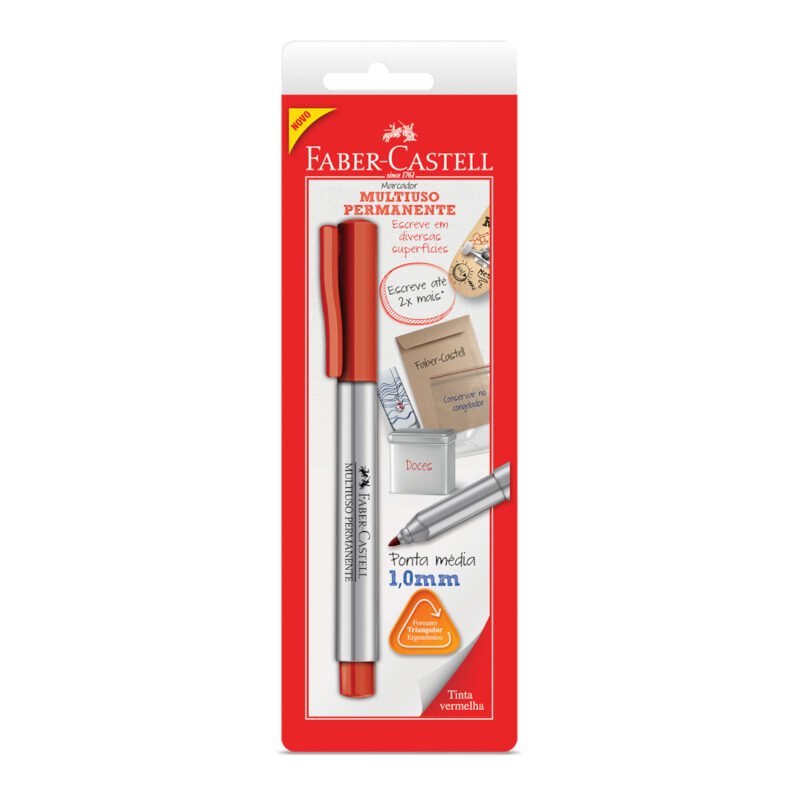 Marcador Multiuso Permanente Ponta Média 1.0mm Vermelho – Faber-Castell - 1